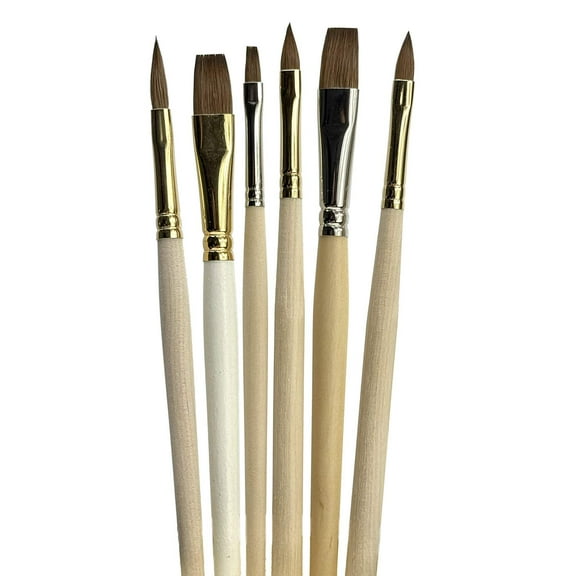 Trekell "Not Too Bad" Natural Hair 6-Pack Artist Brush Sets - For Oil and Watercolor Painting