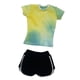 thumbnail image 5 of 1/6 camisa de manga corta informal con pantalones cortos de verano, tops de verano que corren pantalones cortos para figuras de mujer de 12 pulgadas amarillo, 5 of 8