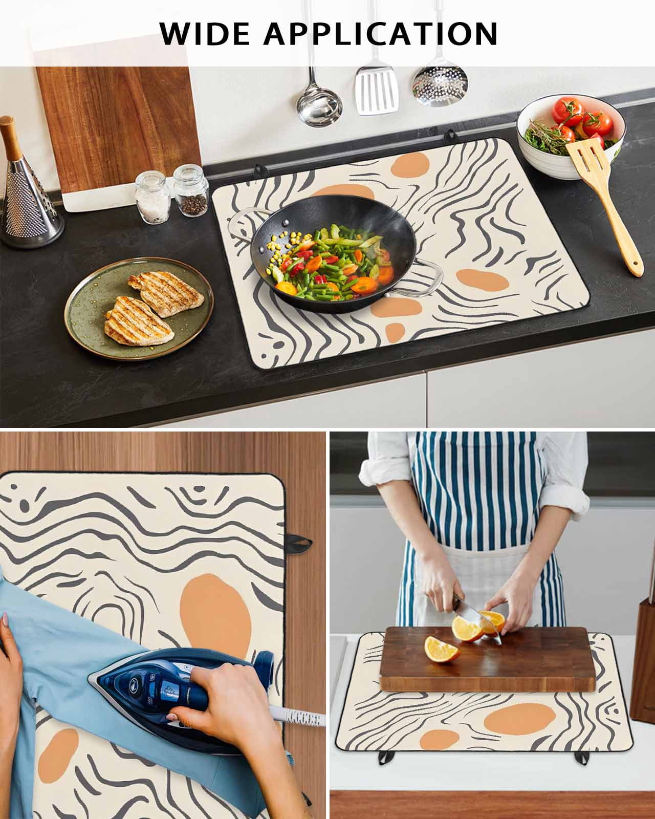nqOlkjepod Large Induction Cooktop Protector Mat 24"x21", Orange Geometric Stove Top Covers for Electric Stove, Modern Color Block Abstract Decorative Stove Burner Cover Mats, Glass Top Stove Cover