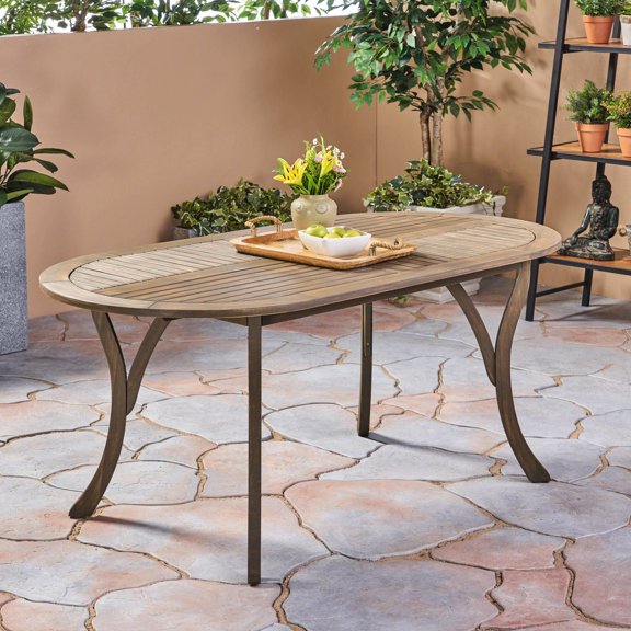 70" Dining Table Made From Wood - Stylish Gray Character For Patio Of Finish Furniture