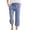 #0436-Blue, variant on Women's Faux Linen Plaid Drawstring Elastic Waist Pants Loose Straight Cropped with Side Pockets Soft Breathable Fashion Trousers Versatile Daily Bottoms Pants for Vacation Trips Weekend Hangouts