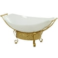 thumbnail image 6 of CosmoLiving by Cosmopolitan 24" x 11" White Glass Kitchen Serving Bowl with Gold Metal Scroll Stand, 1-Piece, 6 of 8