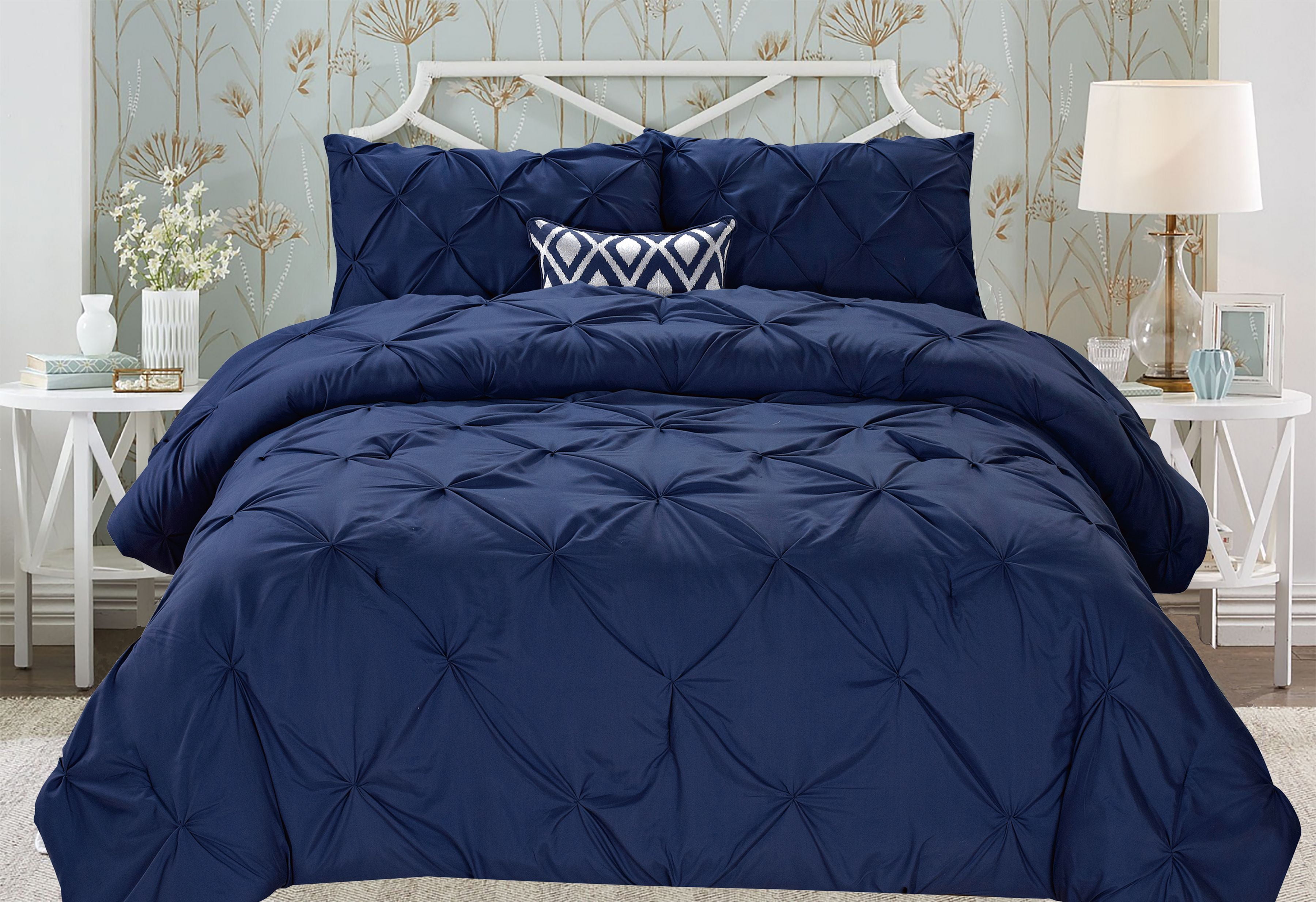 Unique Home Comforter 3 Piece Pinch Pleat Modern Clearance Comforter