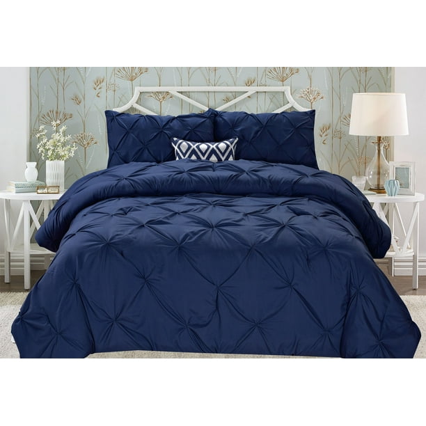 Unique Home Comforter 2 Piece Pinch Pleat Modern Clearance Comforter Set Fade Resistant, Wrinkle