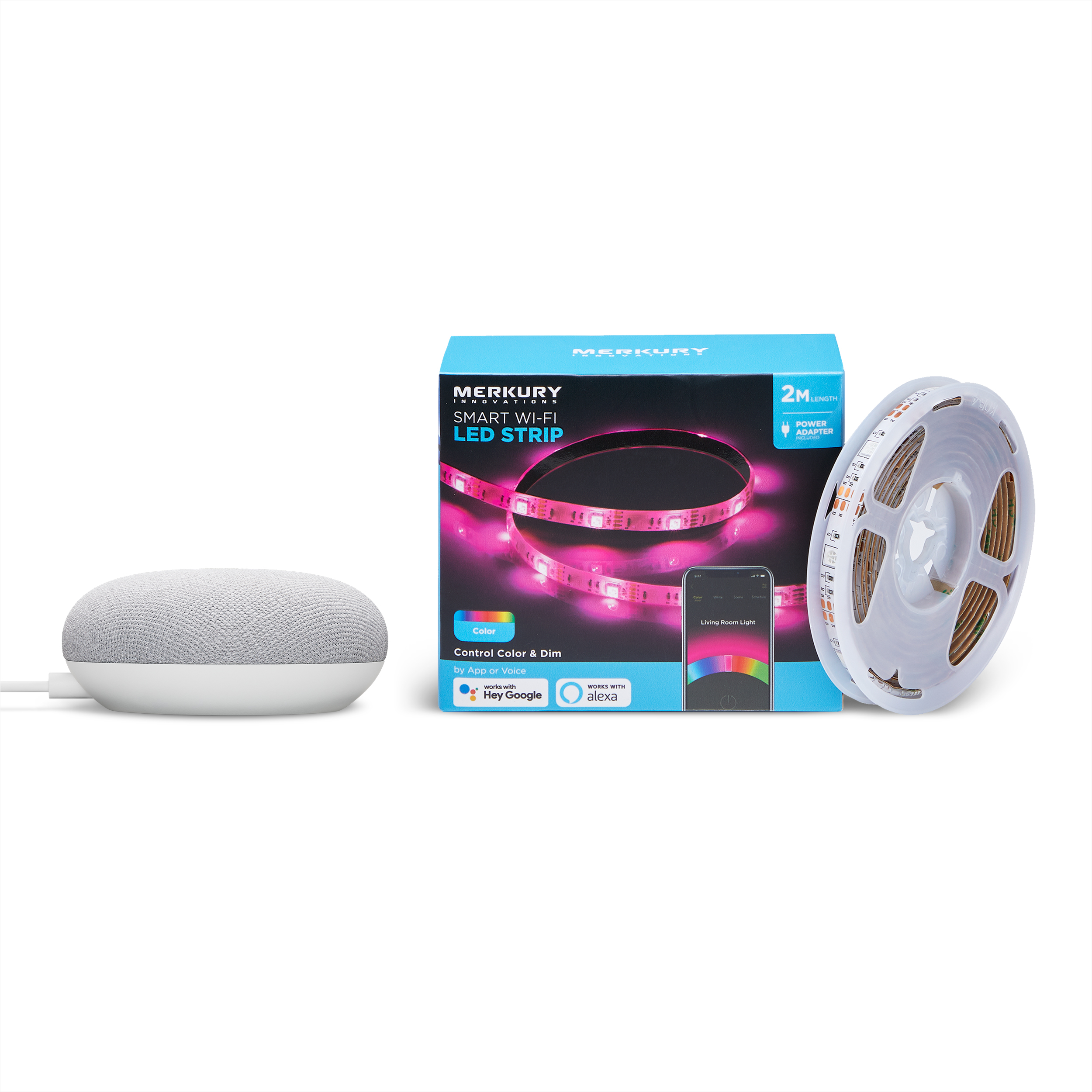 Google Nest Mini (Chalk) + Merkury Innovations Smart LED Strip Light -  Walmart.com