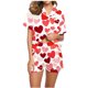 thumbnail image 1 of RKSTN Women's Valentines Pajama Sets Plus Size Notch Collar Button Down Valentine's Day Print Short Sleeve T Shirts Top and Shorts 2 Piece Set Womens Casual Lapel Shirt and Pjs Shorts Matching Set, 1 of 6