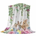 thumbnail image 6 of Happy Easter Blanket Soft Cozy Warm Twin Blanket for Bed, Plush Fuzzy Flannel Fleece Blankets for Sofa, Cutte Rabbits Eggs Floral Plants Watercolor Throw Blankets for Couch, Gifts for Men, 60"x80", 6 of 9