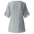 thumbnail image 4 of CHOK 2023 Blouse Décontractée pour Femmes Manches Lotus Col en V Rayures Imprimé Irrégulier T-Shirt Vert TTG, 4 of 8
