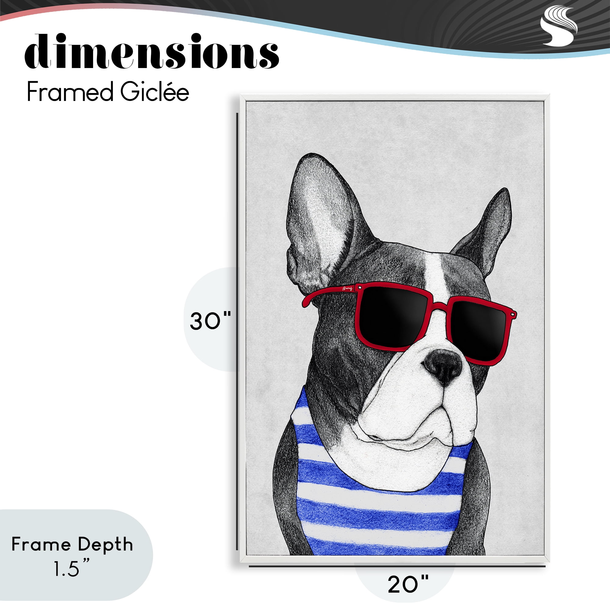 Stupell Industries Frenchie Summer Style White Framed Giclee Art, design by Barruff