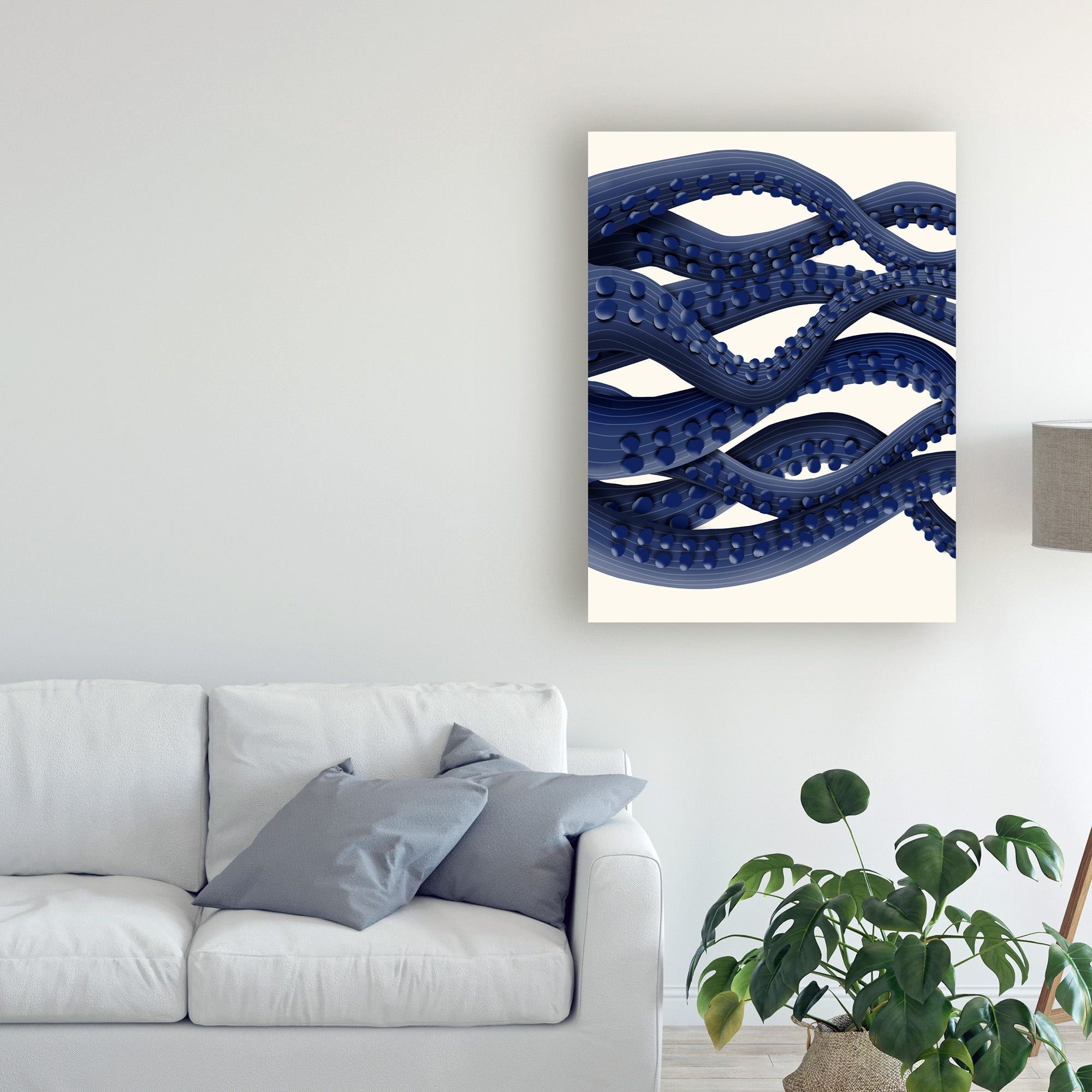 Trademark Fine Art 'Giant Octopus Blue Triptych B' Canvas Art by Fab Funky