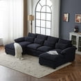 thumbnail image 2 of 110" Sectional Sofa, U Shaped Teddy Fleece Sofa Set, 4 Seat Convertible Couch, Sleeper Sofa Bed with Double Chaise for Living Room, Blue, 2 of 8