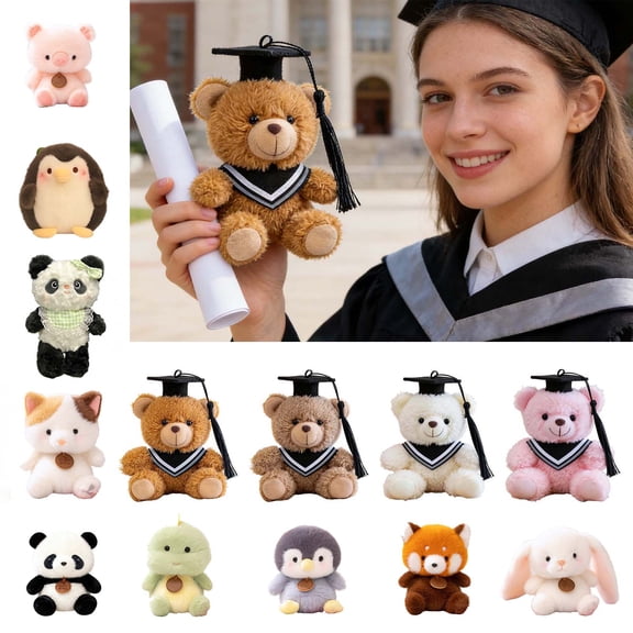 Yeciiwht Graduation Teddy Bear Plush – Stuffed Animal with Cap and Diploma, 7 Inch Soft Congrats Grad Bear Toy, Graduation Gift for Kids