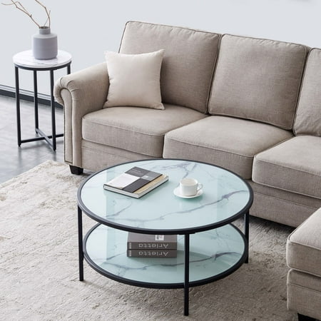 Must Have Round Coffee Tables Glass Table Console With Open Shelf Storage Traditional Sy Faux Marble From Anysun Accuweather Glass Coffee Table Console, Are Marble Tables Durable