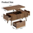 thumbnail image 3 of 40" Lift Top Coffee Table, 4 in 1 Square Coffee Table with 2 Drawers, Modern Coffee Tables with Lift Tabletop, Converts to Dining Table for Living Room, Home Office,Brown, 3 of 9