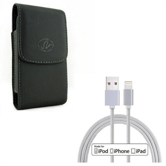 Holster Leather Case Belt Clip w Certified 10ft MFi USB Cable W6Q for iPhone XS Max XR 8 PLUS 7 Plus 6S Plus 11 Pro Max 6 Plus