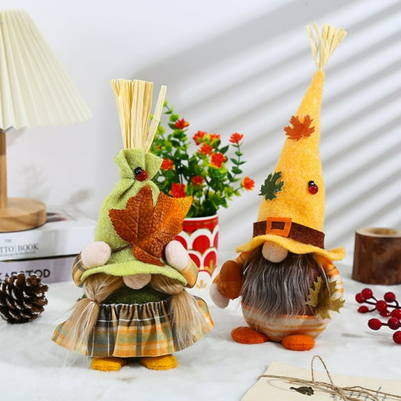 Thanksgiving Shelf Decoration Autumn Gnomes,2 Pack Christmas Thanksgiving Gnomes Plush Decor,Christmas Thanksgiving Day Gifts