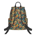 thumbnail image 2 of Naloa Skull And Flowers Print Lightweight DayBackpack Suitable for school, work, shopping, travel, etc., 2 of 5