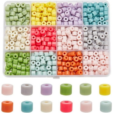 1 Box 600Pcs 12 Colors Acrylic Pony Beads Bulk 6mm Plastic Round Bead Multi-Colored Opaque Mini Small Barrel Column Spacer Beads for Hair Braids Friendship Bracelets Necklaces Jewelry Making