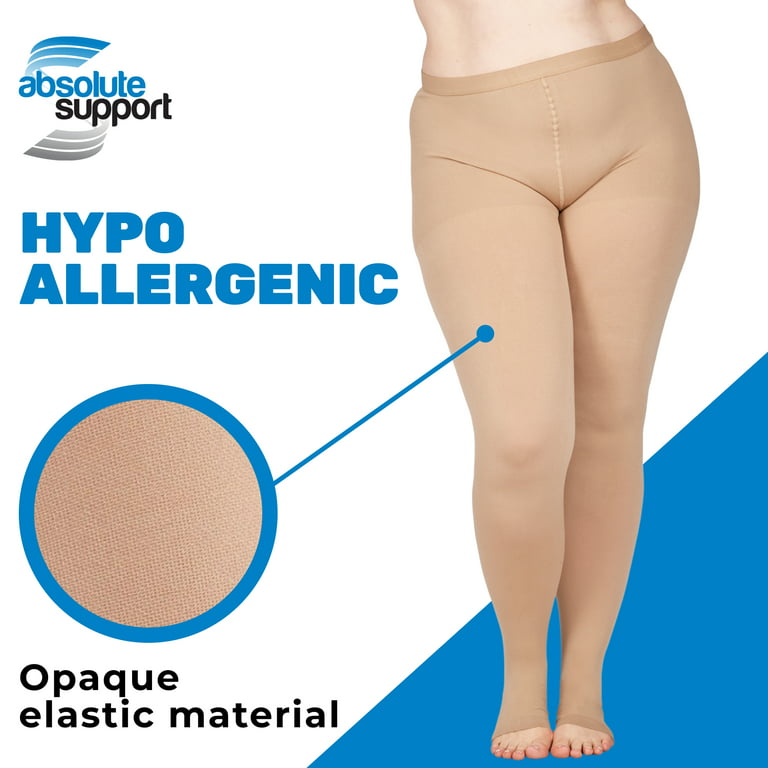 Plus Size Opaque Compression Tights for Women 20-30 mmHg - Beige, 2X-Large  