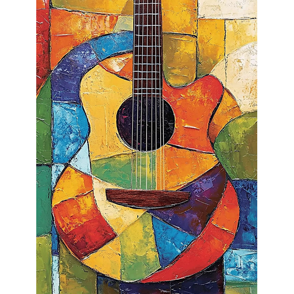 Abstract Colorful Guitar Canvas Wall Art Print，Suitable for Living Room， Bedroom， Kitchen， Office， and Dining Room Decoration.
