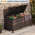 thumbnail image 4 of 125 Gallon Large Outdoor Storage Box with Wheels and Handles – Waterproof PE Rattan Deck Chest – Spacious Weatherproof Bin for Garden, Balcony, Porch, Pool, or Yard, 4 of 9