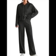 thumbnail image 1 of Conjuntos de Salón para Mujer, Pijamas de 2 Piezas A Juego, Moda de Otoño, Conjuntos de Punto Acanalado, Chándales Casuales de Larga Negro M, 1 of 9