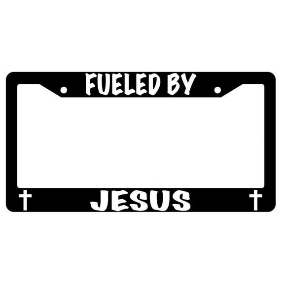 Fueled By Jesus Black Plastic Plastic License Plate Frame