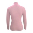 thumbnail image 4 of Fesfesfes Women's Casual Tops Fitting Solid Color Long Sleeve Stand-Up Collar with Ribbed Cuffs Knitted Sweater Comfortable Blouses(Pink#1,L), 4 of 4