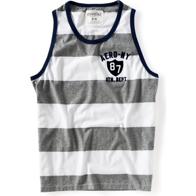 Aeropostale - Camiseta sin mangas para hombre Aero 87 Stripe, gris, pequeña Aeropostale Camiseta sin mangas