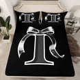thumbnail image 2 of Erosebridal Initial Letter I Sheet Set Queen, Black Gray Bedding Sets Queen Size, Kawaii Bow-tie Reversible Queen Sheet Sets, Lightweight Room Decorative, 4pcs, 2 of 7