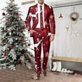 thumbnail image 2 of Mens Christmas Suit 2 Piece Funny One Button Xmas Reindeer Jacket Tuxedo And Trousers Set Slim Fit Winter Party Ugly Christmas Suit, 2 of 6