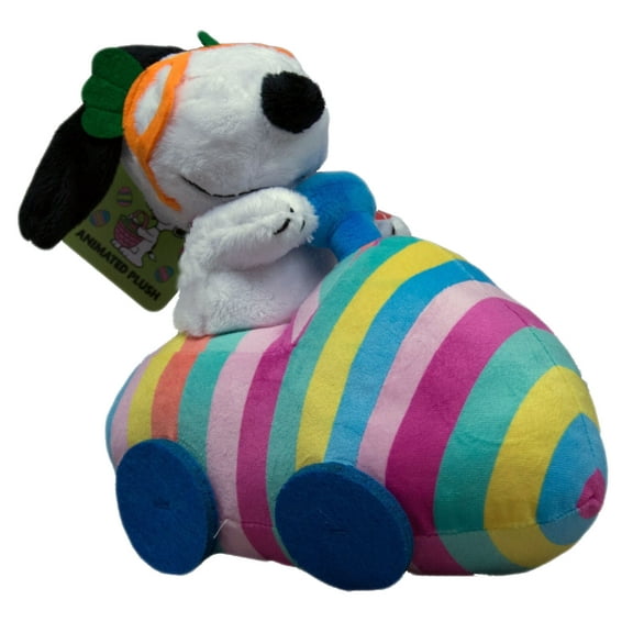 Snoopy Animated Easter Plush Stuffed Animal in Egg Car