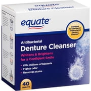 (2 pack) (2 Pack) Equate Antibacterial Denture Cleanser Tablets, 40 Ct