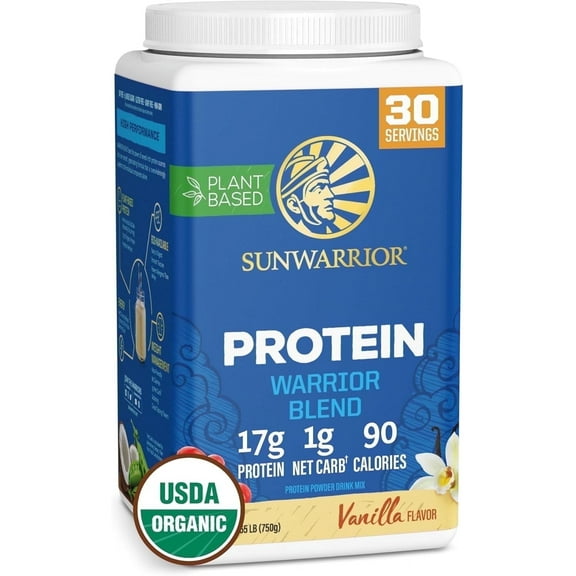 Sunwarrior Warrior Blend Vanilla Vegan Protein Powder, 30 Servings