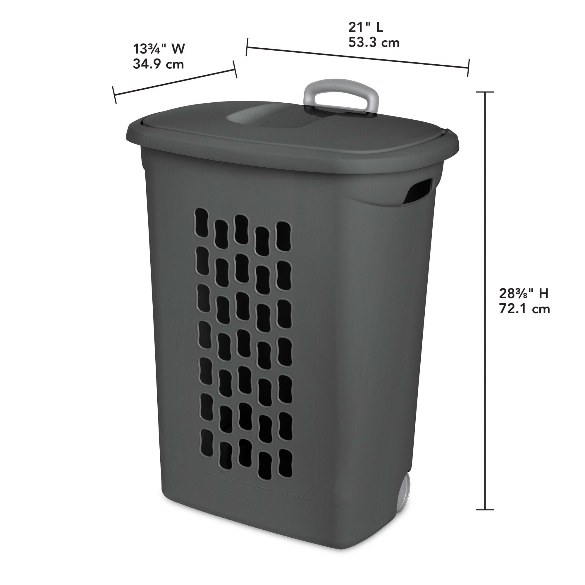 Sterilite 3-Pack Ultra Wheeled Hamper, Laundry Basket with Lid and Handle, Flat Gray