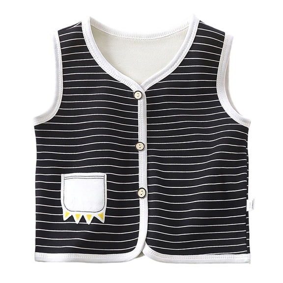Leey-World Toddler Boy Vest Baby Vest for Girls&Boys, Cotton Reversible Vest Coat for Spring & Autumn(Black,6-12 Months)