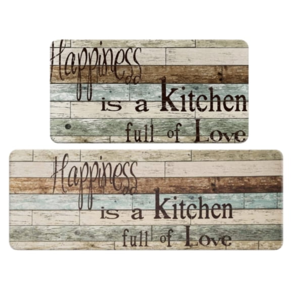SugarBloom 2-Piece Kitchen Mats Set with Memory Foam, Waterproof Non-Slip Floor Mats for Kitchen, Laundry Room, Home Office, Cushioned Comfort Rug,