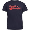 thumbnail image 1 of Cupid Is Stupid Navy Adult T-Shirt, 1 of 1