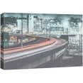 thumbnail image 3 of PixonSign Canvas Print Wall Art Vintage Film-Grain Speeding Cars on Freeway Architecture & Maps Cities Photography Realism Chic Scenic Colorful Blue Neon for Living Room, Bedroom, Office - 32"x48", 3 of 5