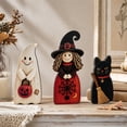 thumbnail image 2 of Vintage Halloween Wooden Ornament, Set Of 3 Witch Ghost Black Cat Statue, Rustic Farmhouse Halloween Decoration for Indoor Mantels, Shelves, Tray, 2 of 7