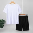 thumbnail image 4 of Boys Summer Athletic 2 Piece Outfits Performance CrewNeck Short Sleeve and Casual Active Short Kids Clothing Set White Size 14-15 Years, 4 of 7