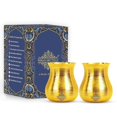 thumbnail image 1 of Pure Brass Glass Tumbler With Curved Lining Design Set Of 2 - Gold, 350ml Each | Drinkware & Tableware, Jug For Serving & Drinking Water Tableware - Hand Made, Easy To Carry, Easy To Clean, 1 of 5