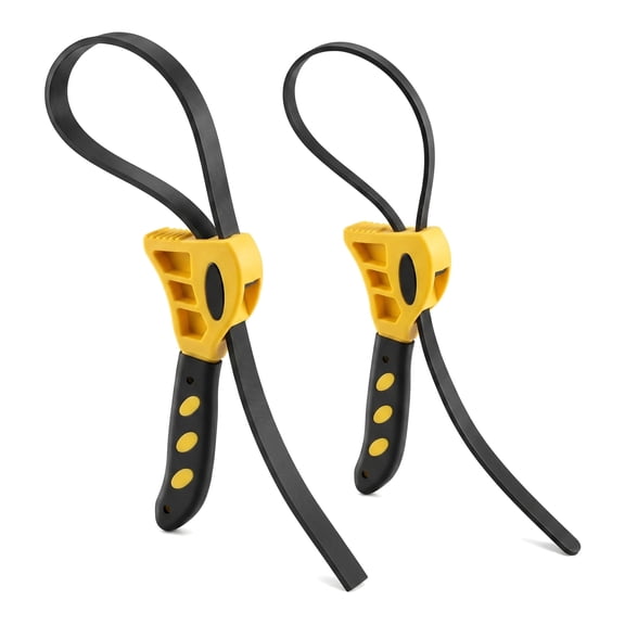 2-Pack Rubber Strap Wrench Set – 4" & 6" Universal Tool for Oil Filter Wrench, Garbage Disposal Wrench, Plumbing, Water Filter, Sink Drain & Tub Drain Removal – Non-Slip Adjustable Jar Opener