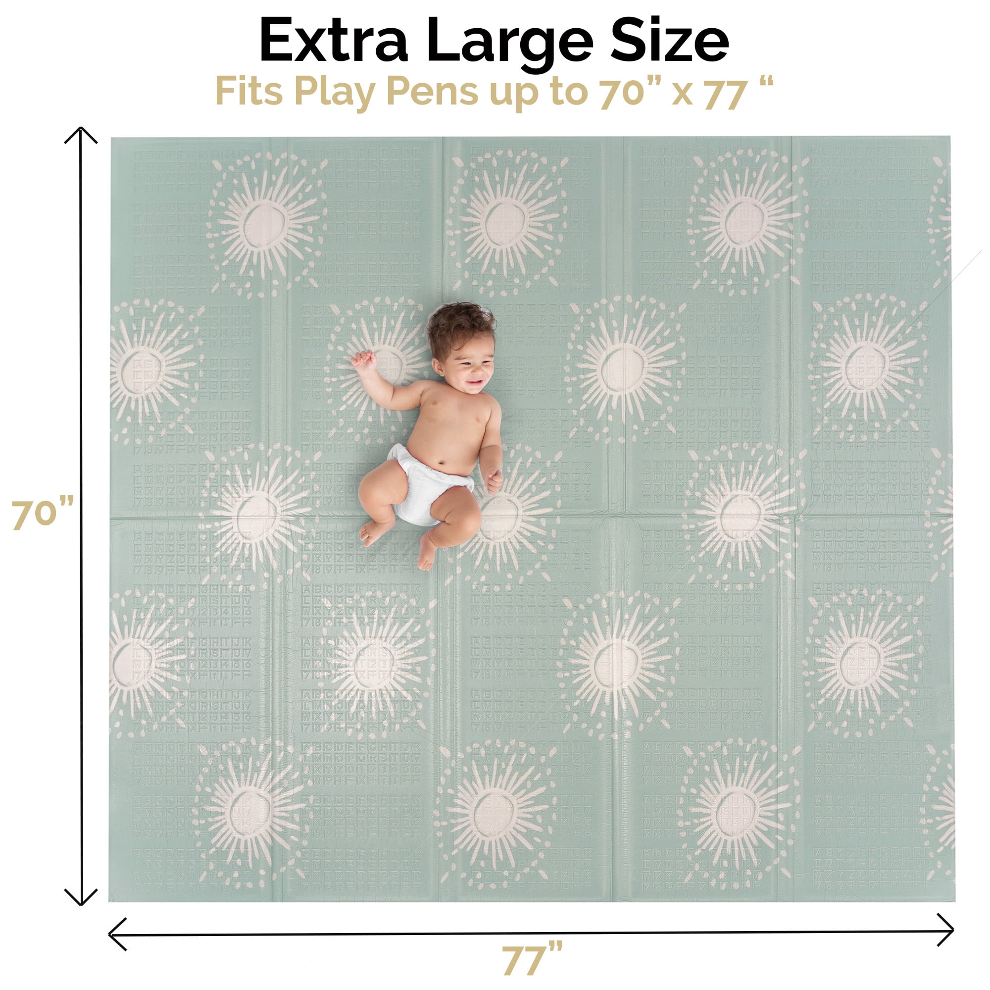 JumpOff Jo Extra Large Foldable Kids Foam Play Mat, Padded Baby Floor Mat, 77 x 70 in - Oh Deer