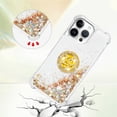 thumbnail image 3 of Funda para iPhone 16 Pro con Brillo Líquido Flotante, Purpurina, Parachoques y Anillo Giratorio Soporte, 3 of 5