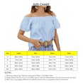 thumbnail image 3 of Top de verano para mujer, Top informal holgado con hombros descubiertos y manga corta con ribete de volantes para mujer, 3 of 6