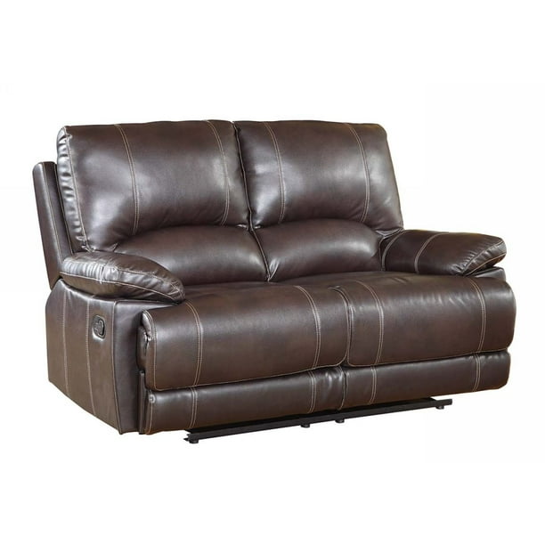 41" Stylish Brown Leather Loveseat