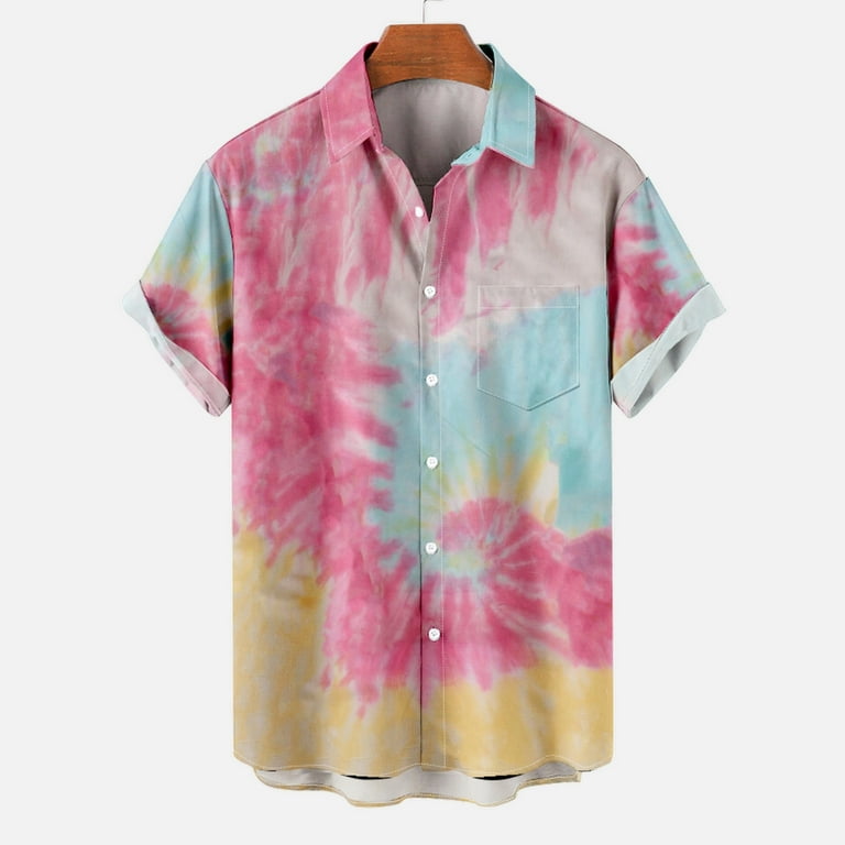 RYRJJ On Clearance Hawaiian Shirt for Men Summer Fashion Tie Dye