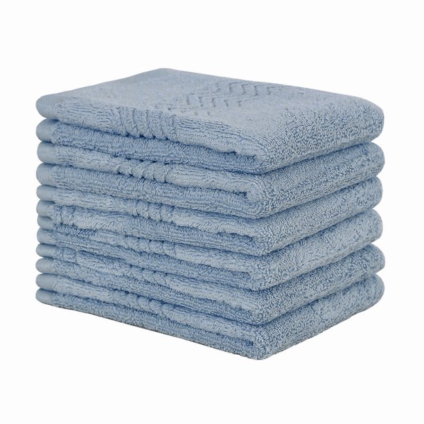 Unique Bargains 6Pack Cotton Plush Hand Towel Washcloth Dark Blue 29