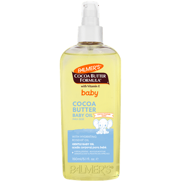 Palmer's Cocoa Butter Formula Baby Oil, 5.1 fl oz, Nourishing for Delicate Skin with Vitamin E & Argan Oil, 48-Hrs Moisture, Dermatologist Tested Baby Essentials
